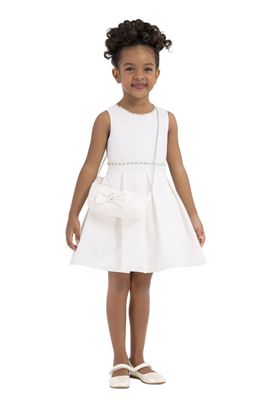 Ecru Sleeveless, dress for girls 2-6 AGE 33186PR - 2
