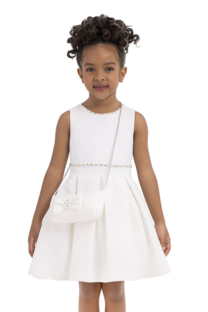Ecru Sleeveless, dress for girls 2-6 AGE 33186PR - 4