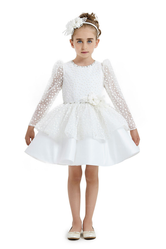 Ecru Spotted Dress 4-8 AGE 33036PR 