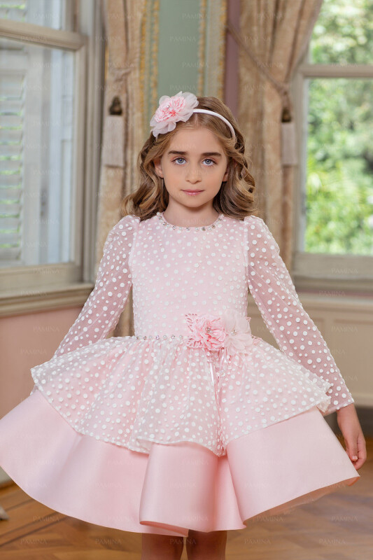 Powder Spotted Dress 4-8 AGE 33036PR - 1
