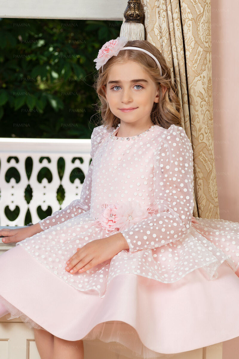 Powder Spotted Dress 4-8 AGE 33036PR - 2