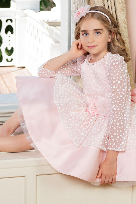 Powder Spotted Dress 4-8 AGE 33036PR - 3