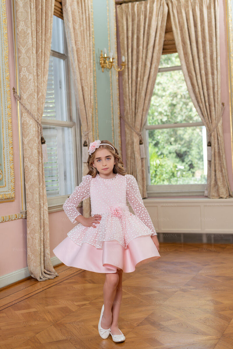 Powder Spotted Dress 4-8 AGE 33036PR - 5