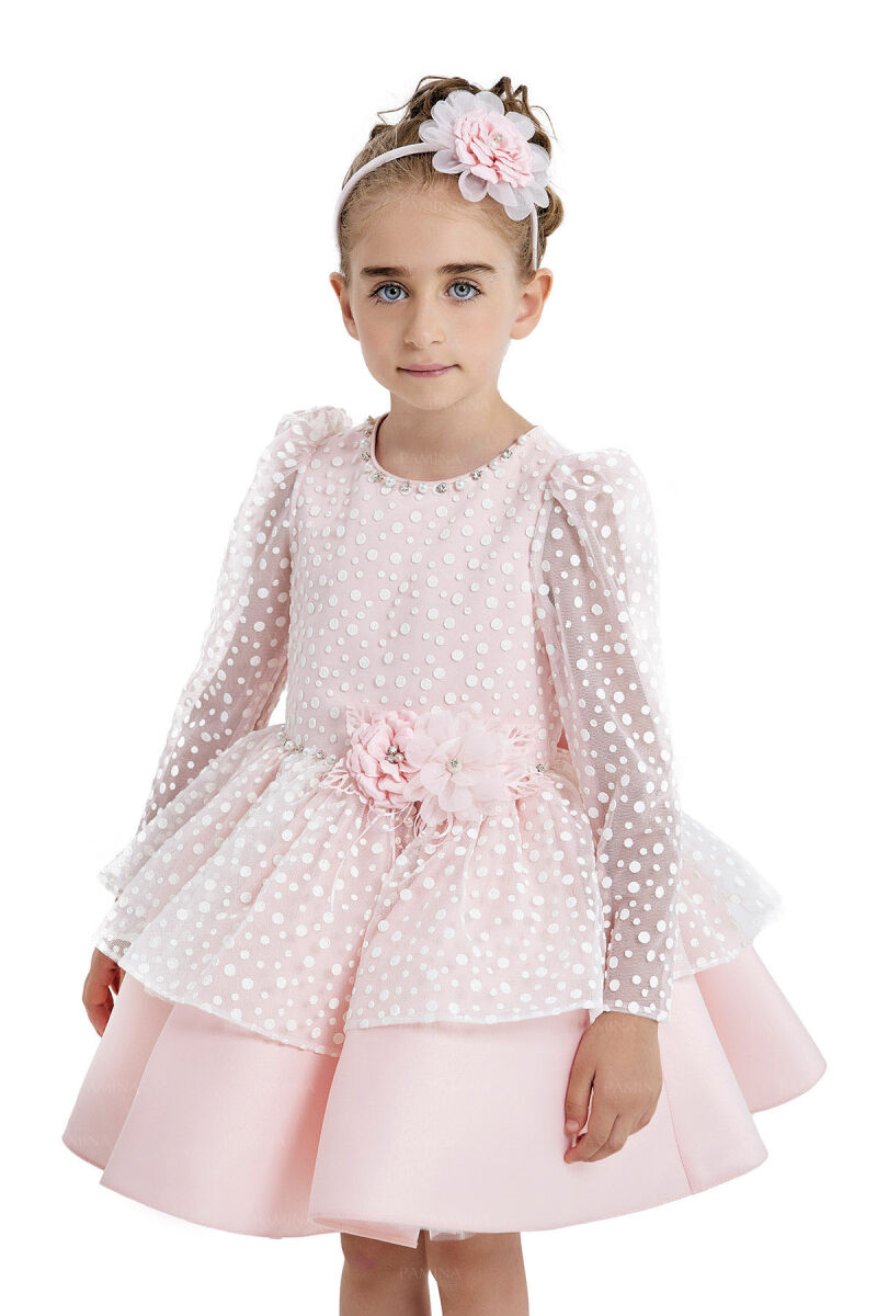 Powder Spotted Dress 4-8 AGE 33036PR - 8