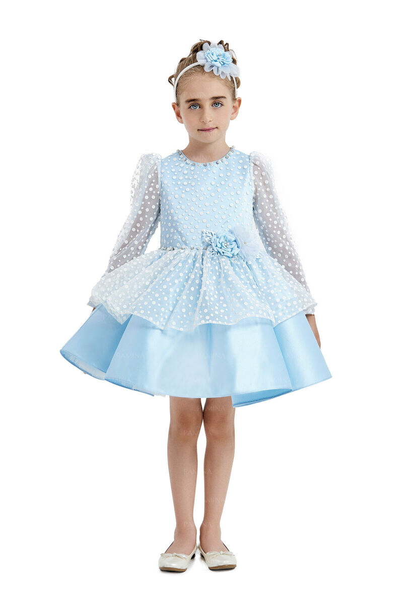 Blue Spotted Dress 4-8 AGE 33036PR - 1