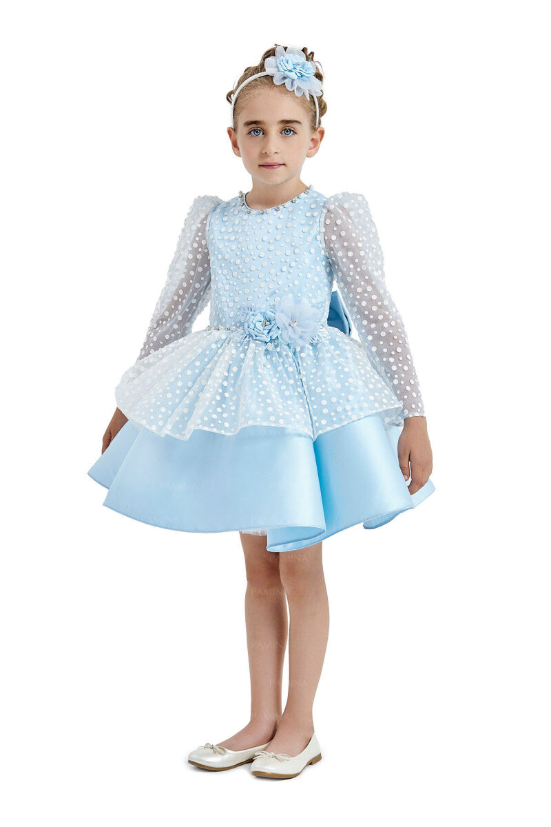 Blue Spotted Dress 4-8 AGE 33036PR - 2
