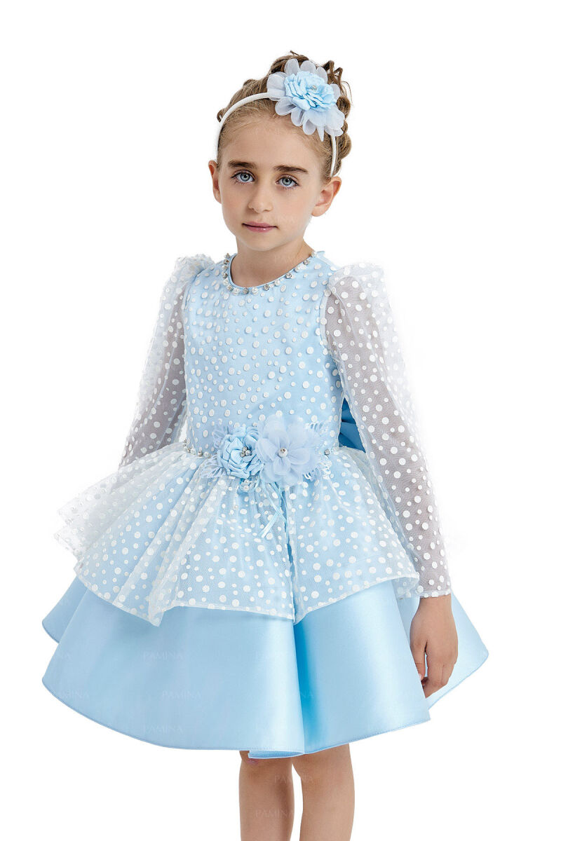 Blue Spotted Dress 4-8 AGE 33036PR - 3