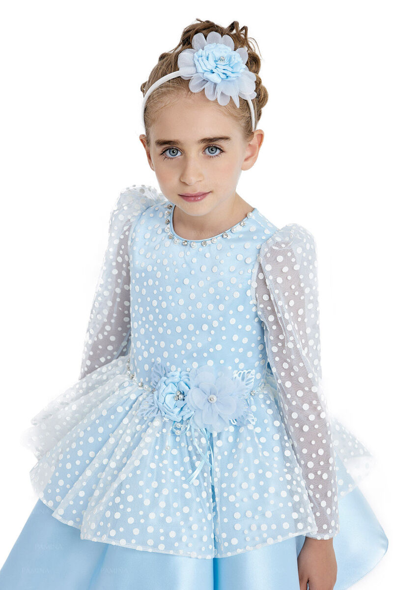 Blue Spotted Dress 4-8 AGE 33036PR - 4