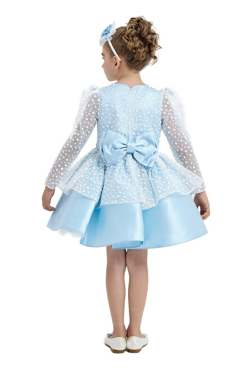 Blue Spotted Dress 4-8 AGE 33036PR - 5