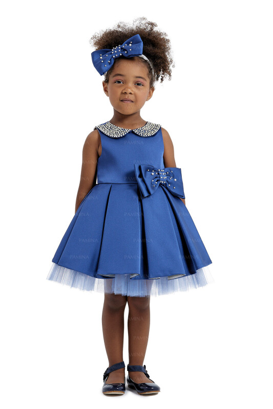 Navy Baby Collored Satin Dress 6-12-18 MONTH 33120PR 