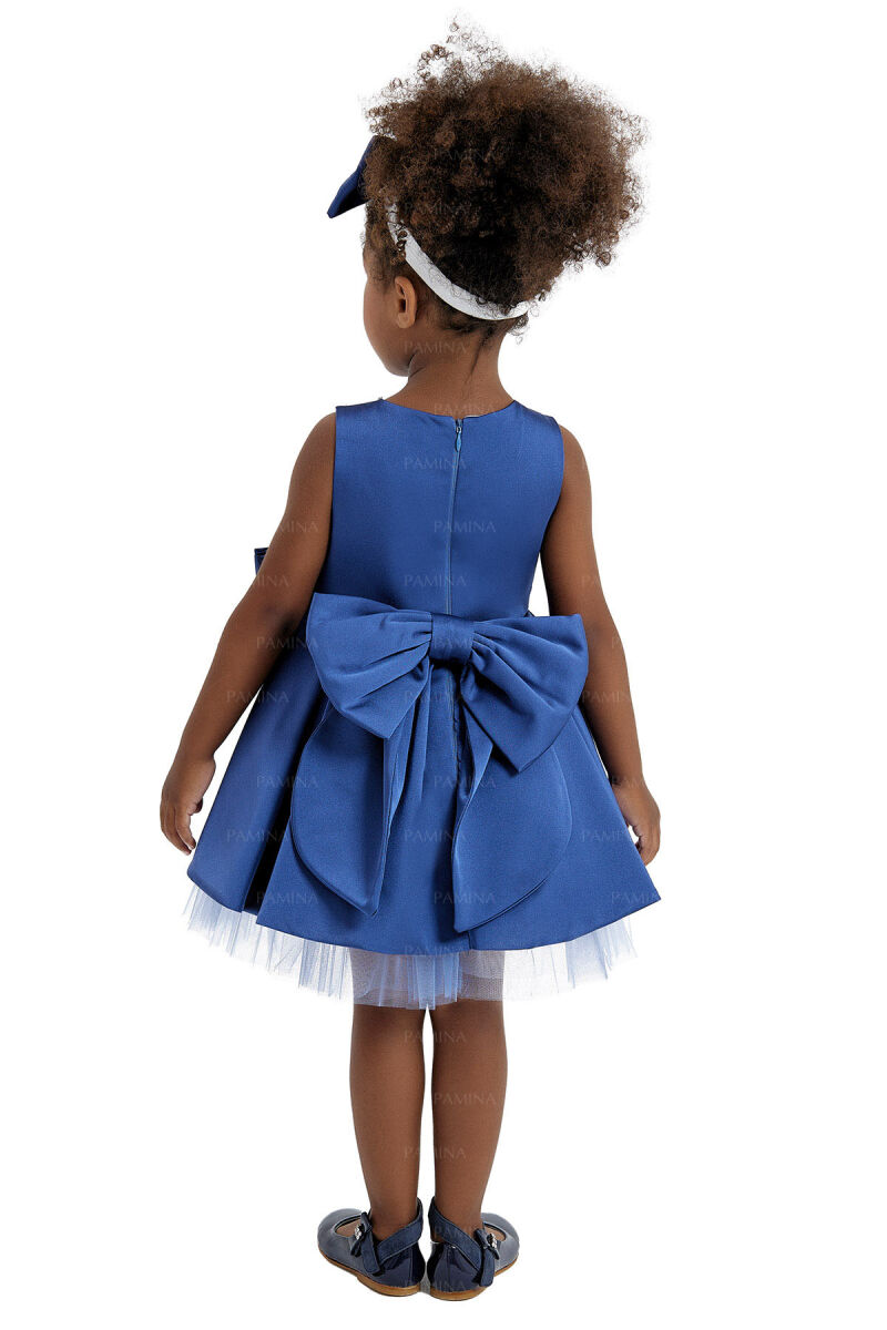 Navy Baby Collored Satin Dress 6-12-18 MONTH 33120PR - 5