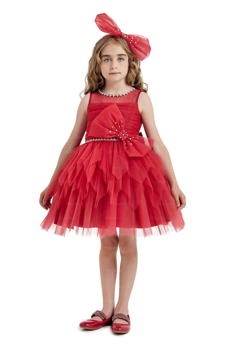 Red Dress with Ballet Skirt 4-8 AGE 33008PR - 2