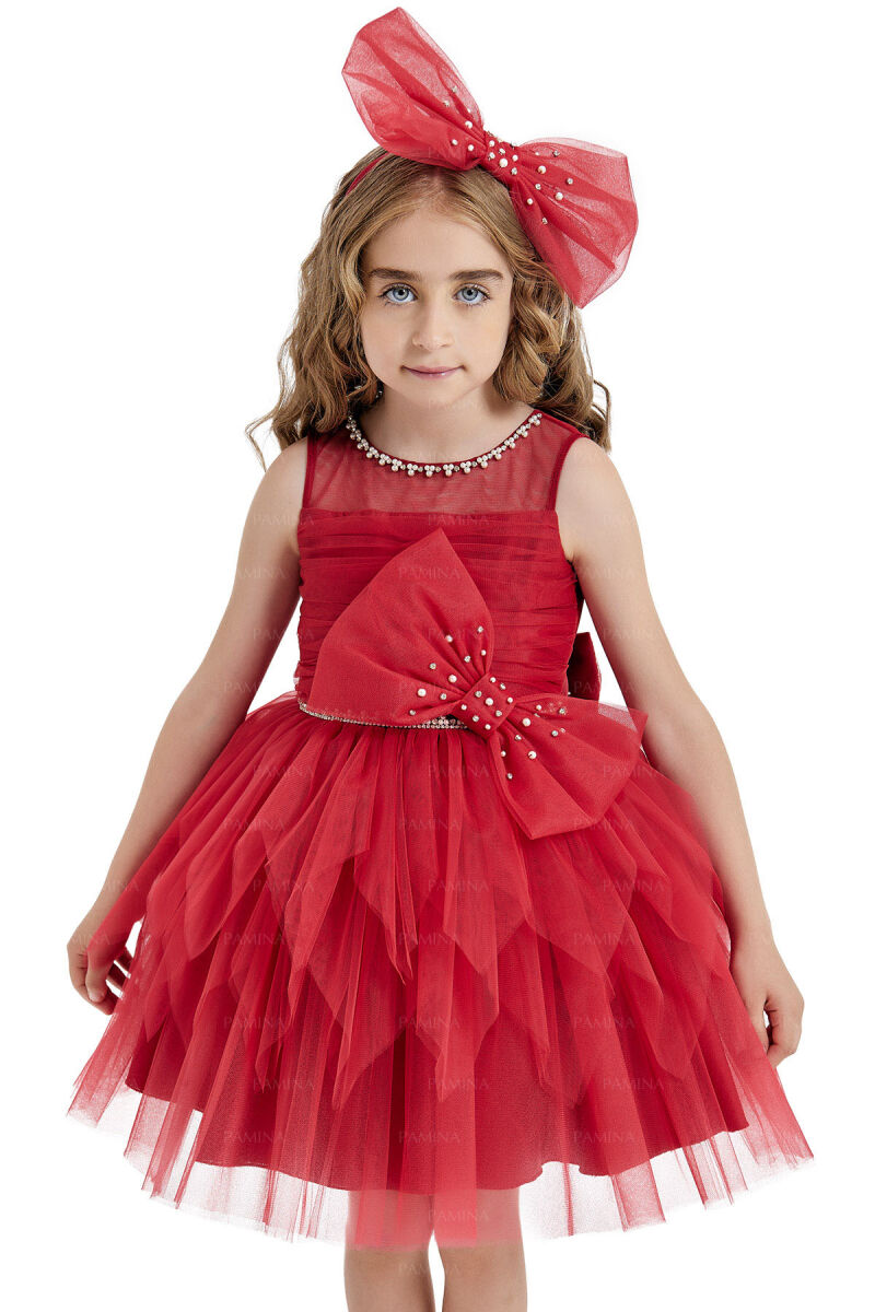Red Dress with Ballet Skirt 4-8 AGE 33008PR - 3