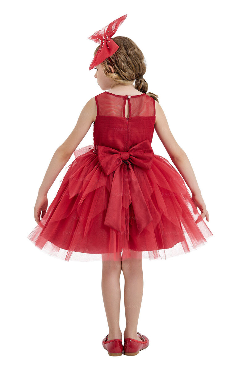Red Dress with Ballet Skirt 4-8 AGE 33008PR - 5