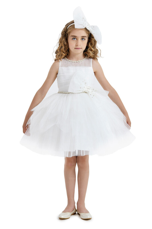 Ecru Dress with Ballet Skirt 4-8 AGE 33008PR 