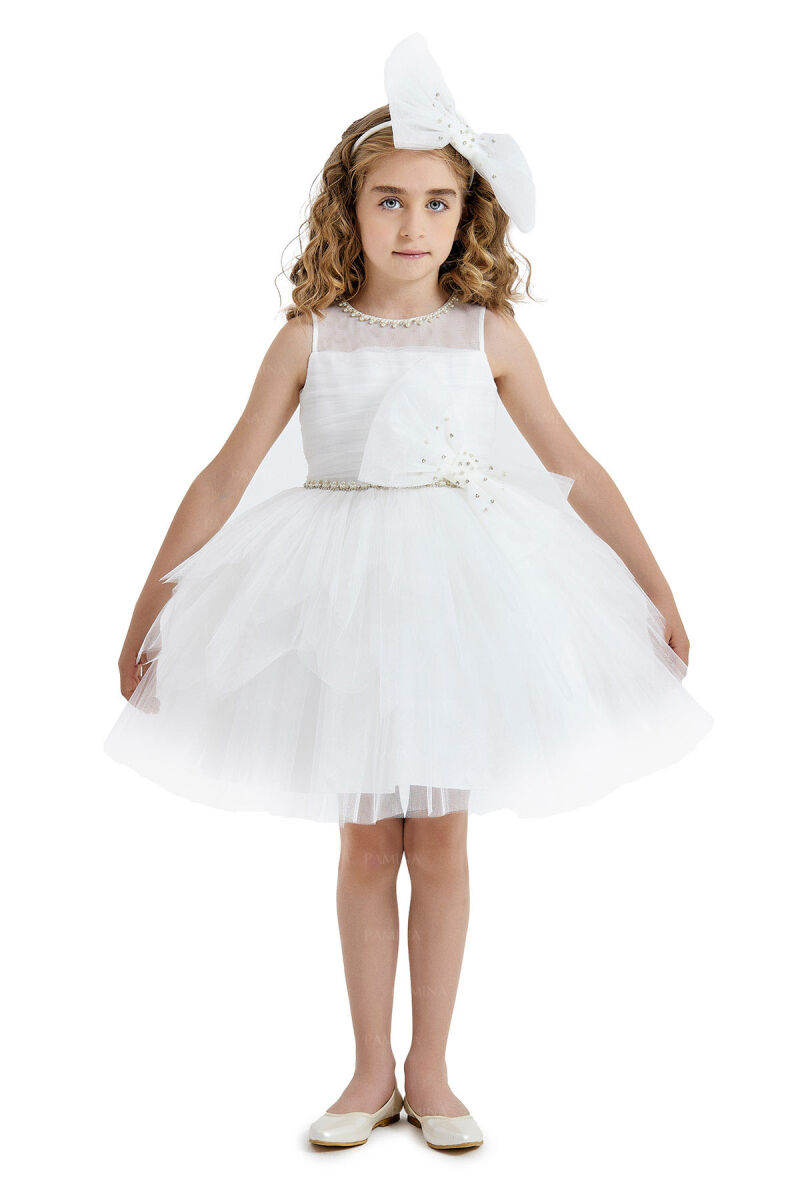 Ecru Dress with Ballet Skirt 4-8 AGE 33008PR - 1
