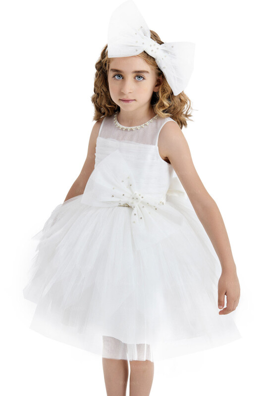 Ecru Dress with Ballet Skirt 4-8 AGE 33008PR - 3