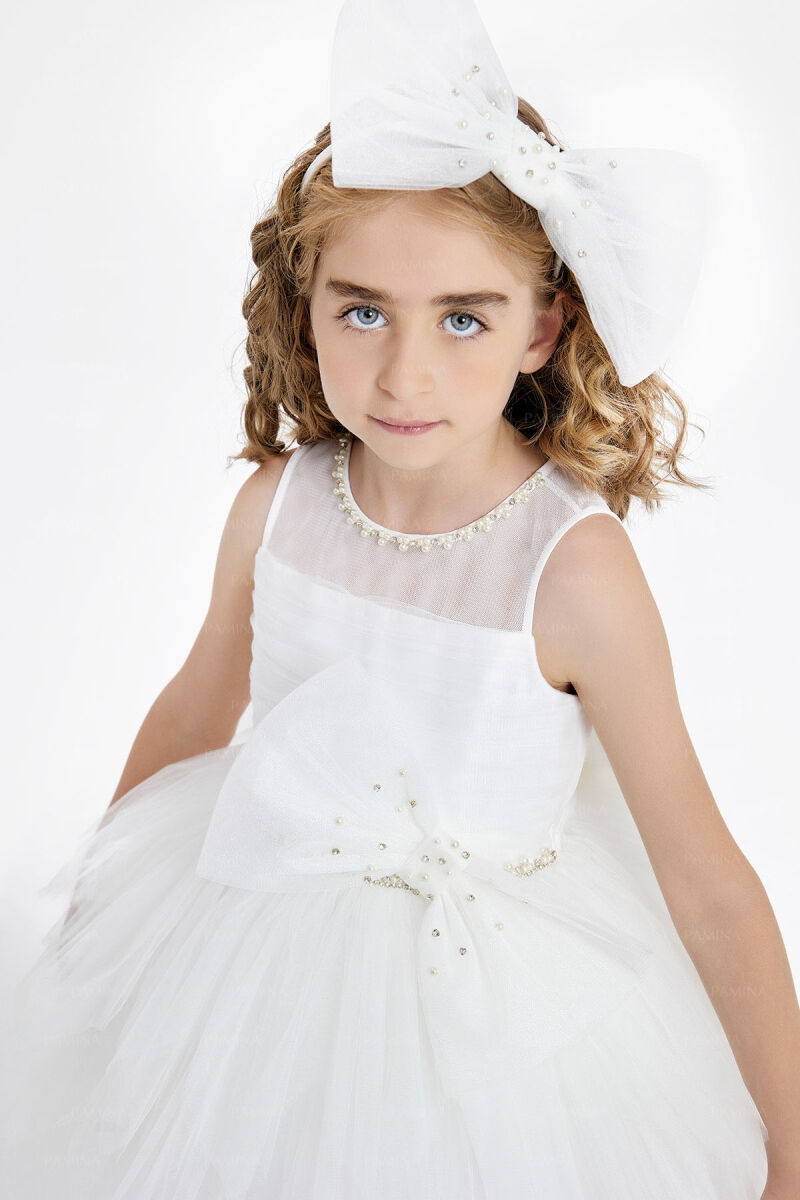 Ecru Dress with Ballet Skirt 4-8 AGE 33008PR - 4