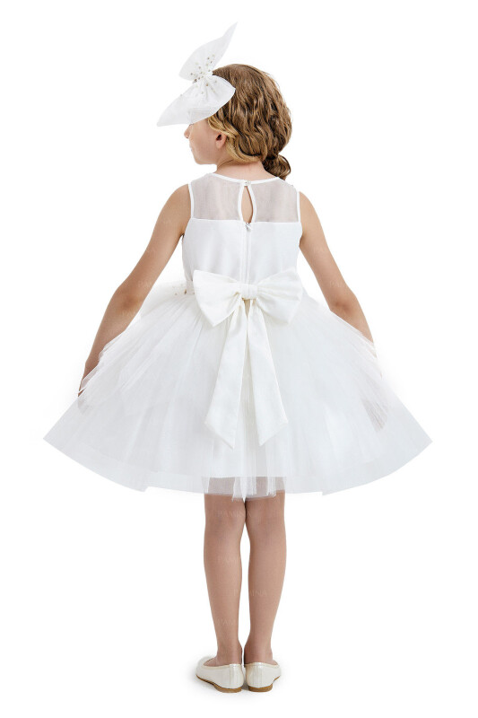 Ecru Dress with Ballet Skirt 4-8 AGE 33008PR - 5