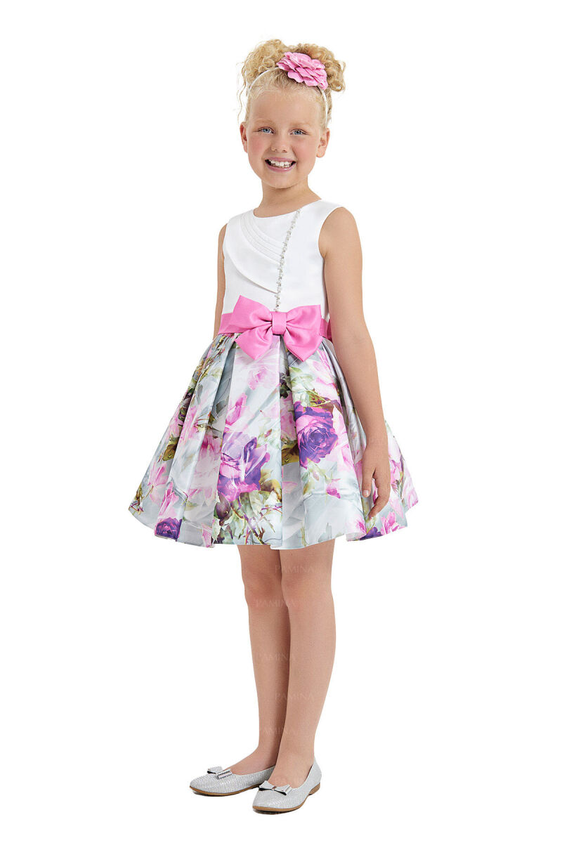 Pink Sleeveless Satin Dress 8-12 AGE 33097PR - 2