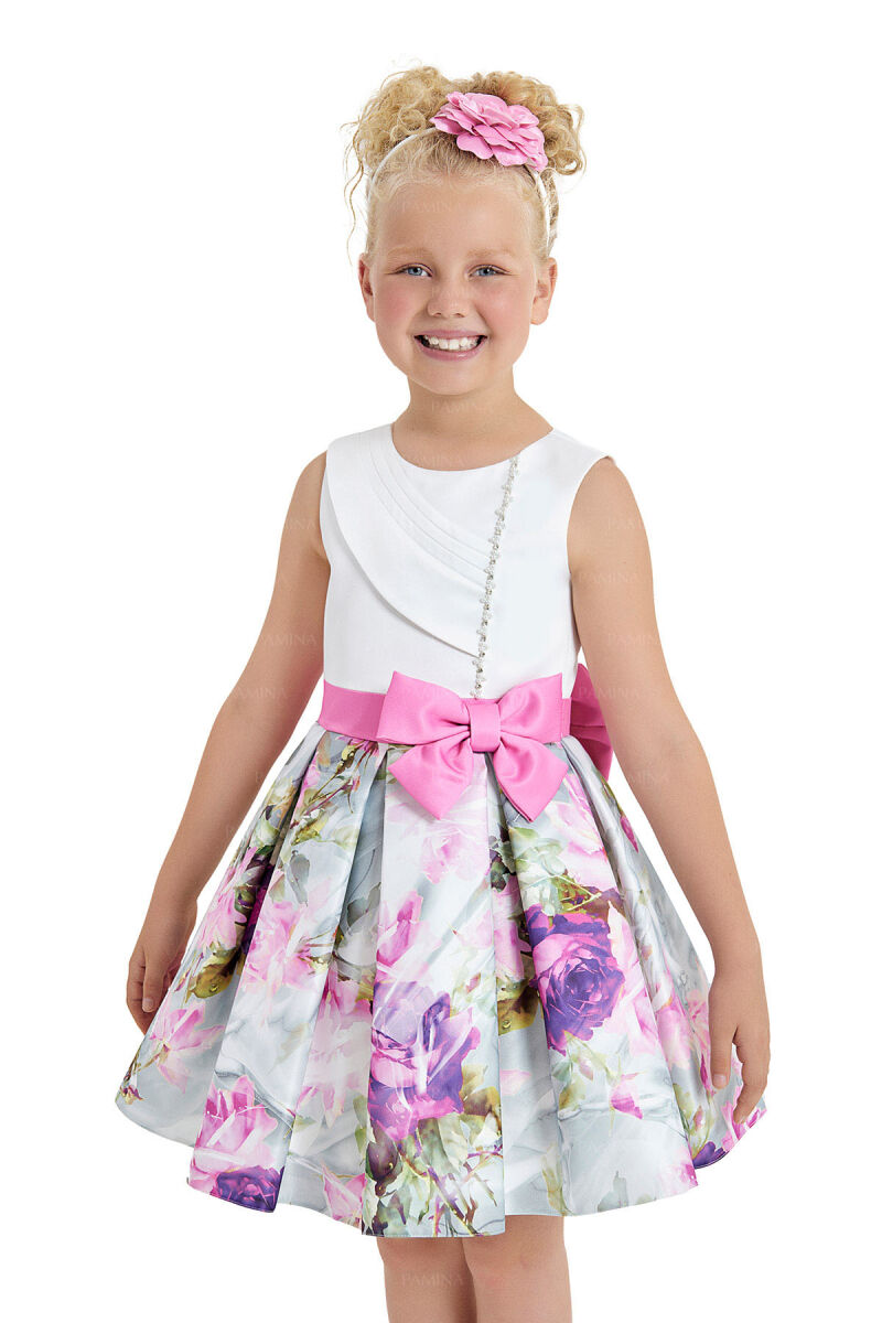 Pink Sleeveless Satin Dress 8-12 AGE 33097PR - 3