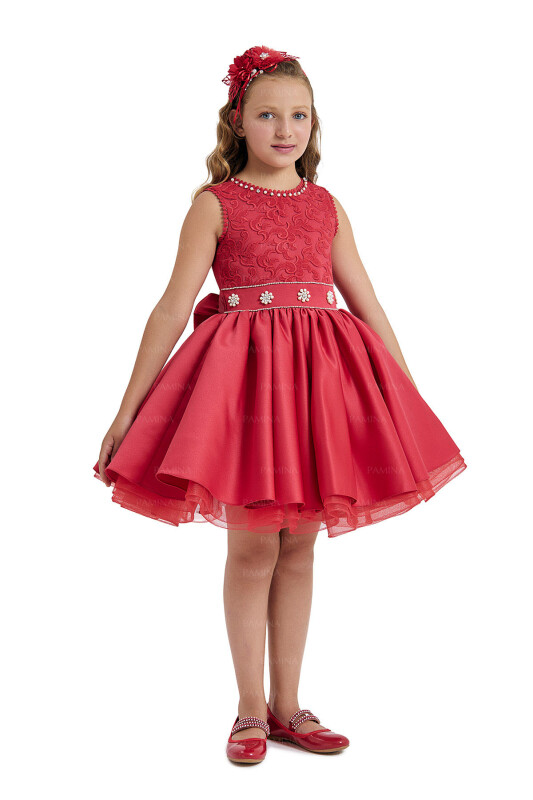 Red Laced Dress 8-12 AGE 33154PR - 2