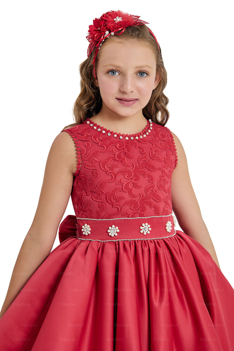 Red Laced Dress 8-12 AGE 33154PR - 3