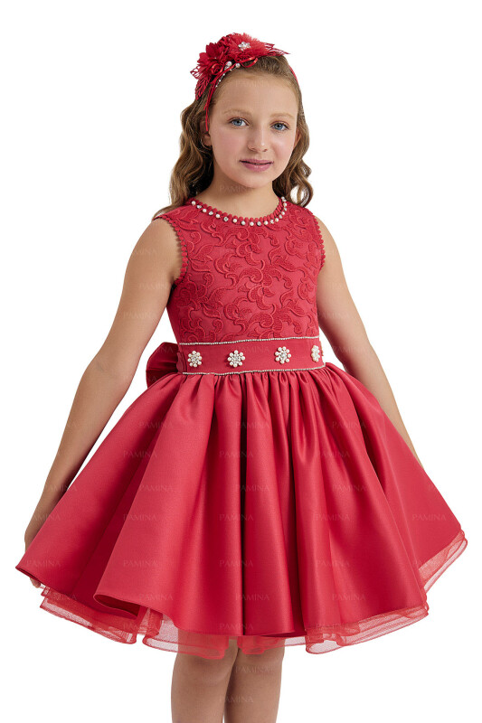 Red Laced Dress 8-12 AGE 33154PR - 4