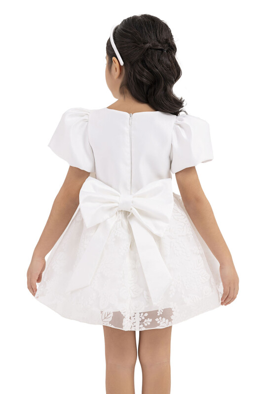 Ecru Balloon sleeved, dress for girls 6-18 MONTH 33227PR - 6
