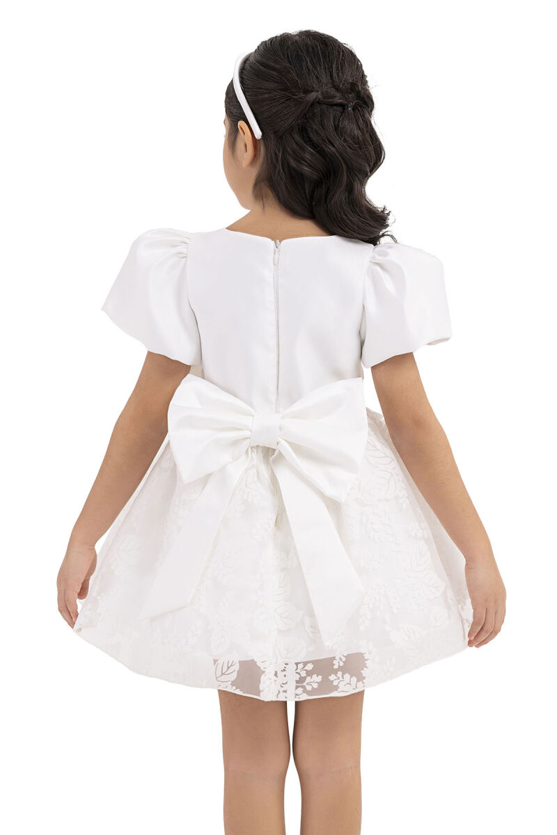 Ecru Balloon sleeved, dress for girls 6-18 MONTH 33227PR - 6