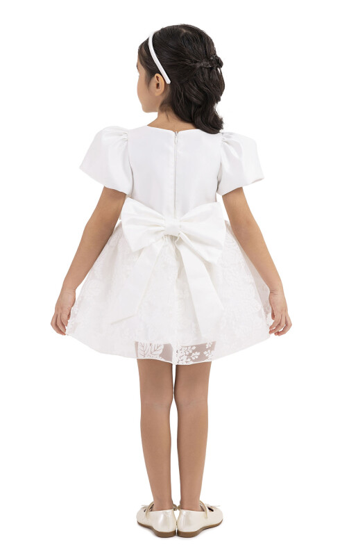 Ecru Balloon sleeved, dress for girls 6-18 MONTH 33227PR - 7