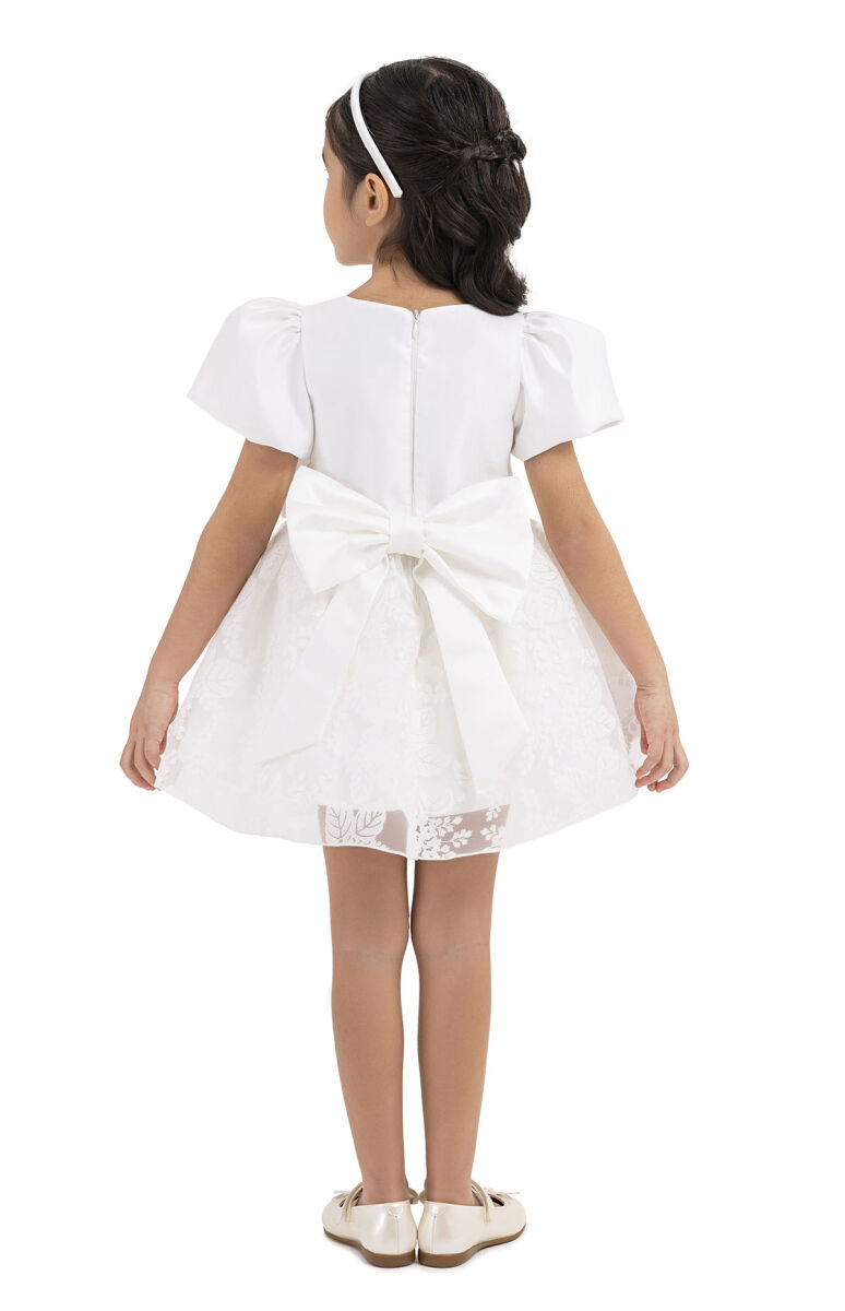 Ecru Balloon sleeved, dress for girls 6-18 MONTH 33227PR - 7