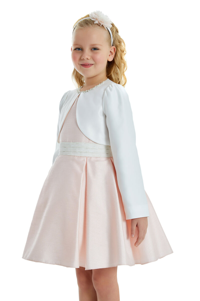 Ecru Girl Embroidered Satin Bolero 4-8 AGE 32236PR - 2
