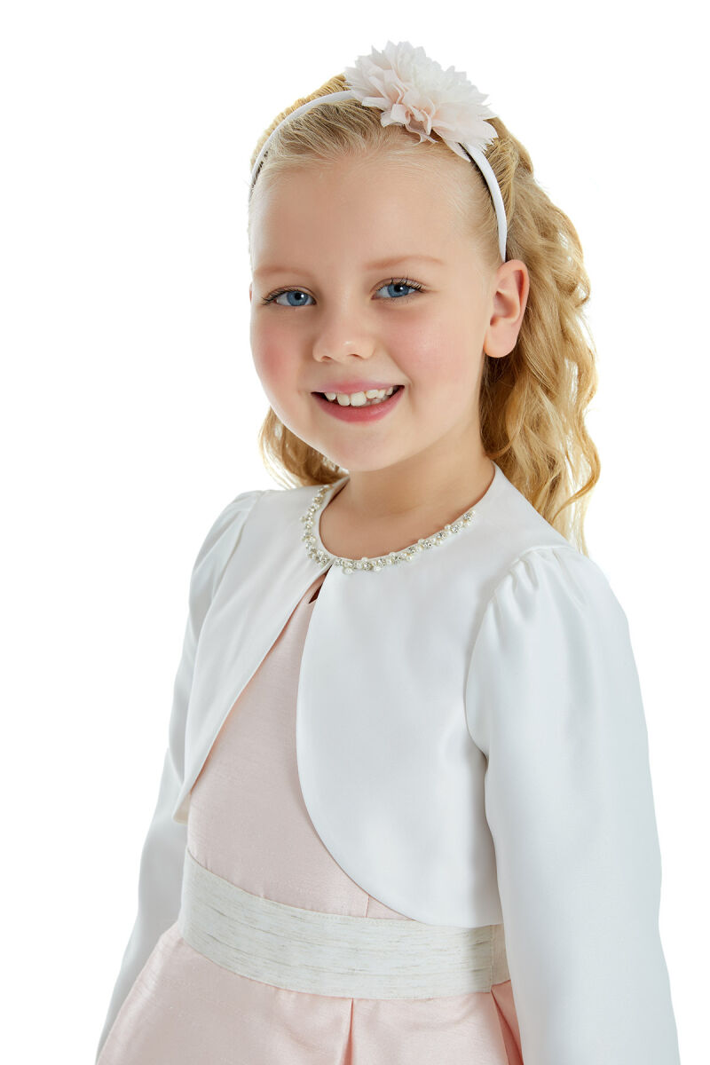 Ecru Girl Embroidered Satin Bolero 4-8 AGE 32236PR - 3