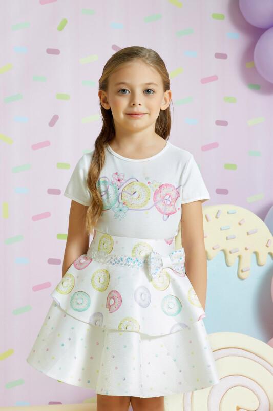 Ecru Girl Donut Printed T-shirt Skirt Suit 1-5 AGE 323502CA - 1