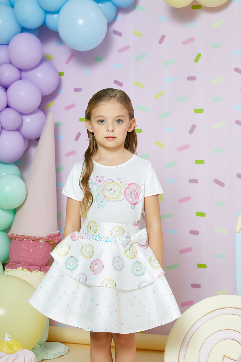 Ecru Girl Donut Printed T-shirt Skirt Suit 1-5 AGE 323502CA - 2