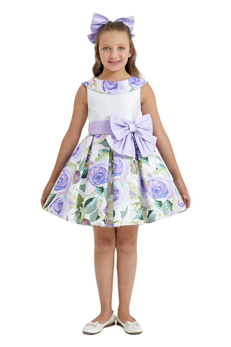 Lilac Sleeveless Satin Dress 8-12 AGE 33074PR - 1