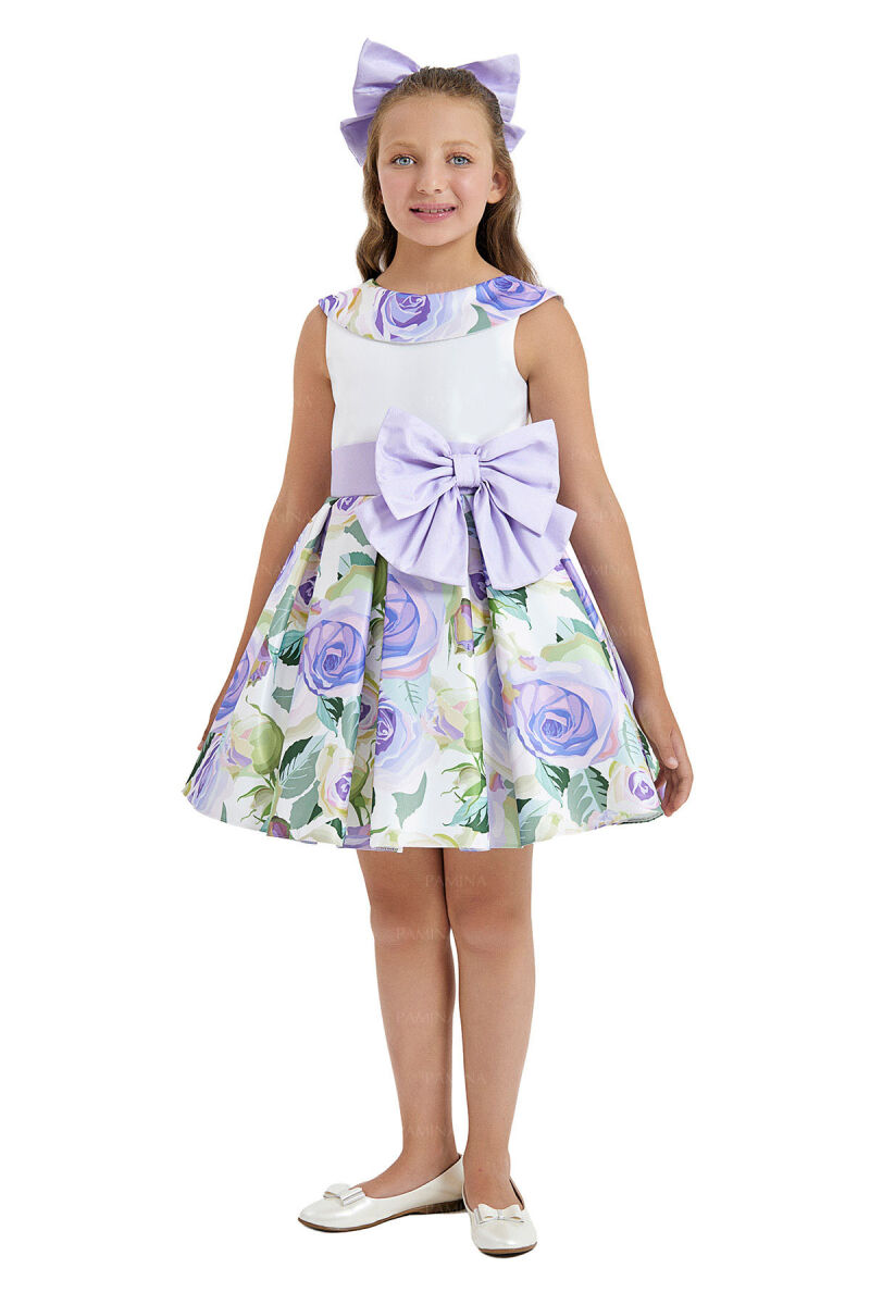 Lilac Sleeveless Satin Dress 8-12 AGE 33074PR - 2