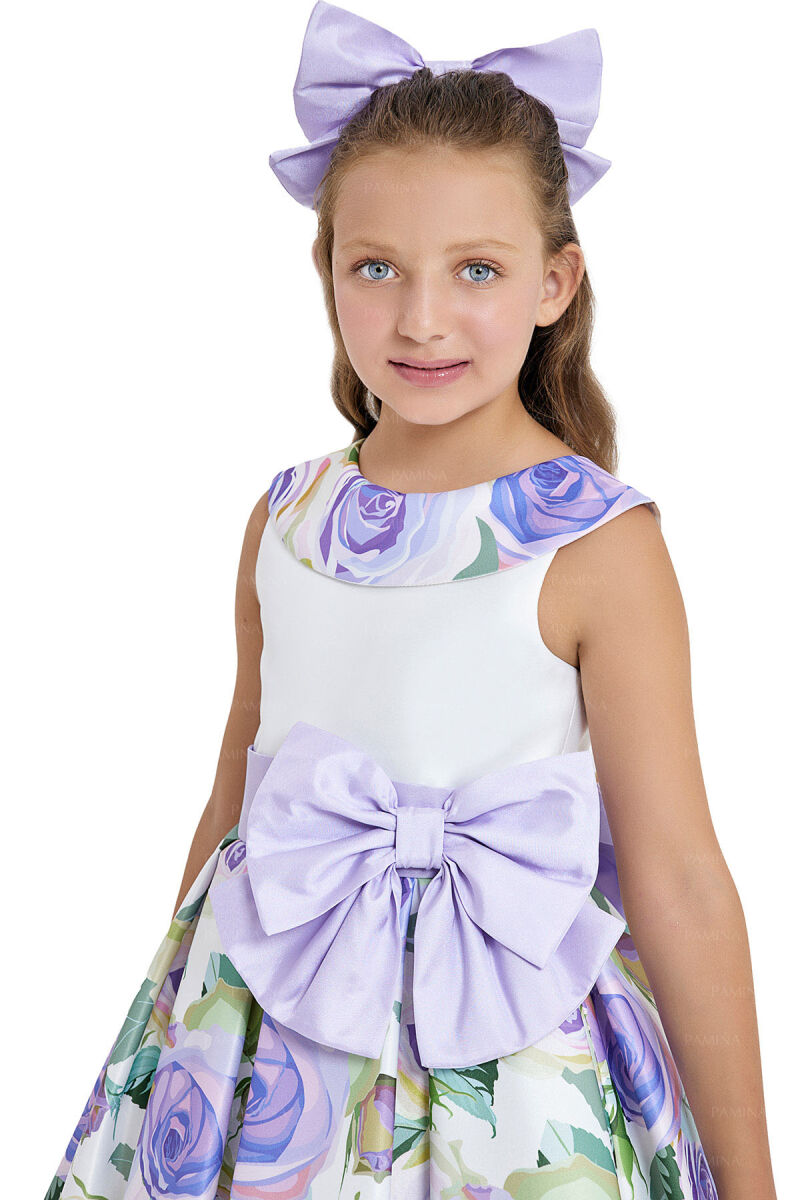Lilac Sleeveless Satin Dress 8-12 AGE 33074PR - 3