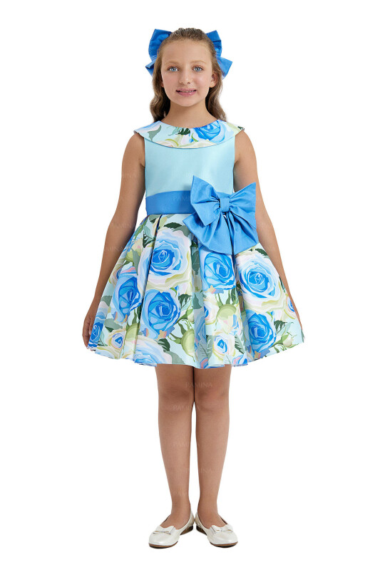 Blue Sleeveless Satin Dress 8-12 AGE 33074PR 