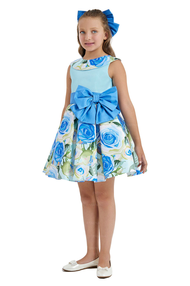 Blue Sleeveless Satin Dress 8-12 AGE 33074PR - 2