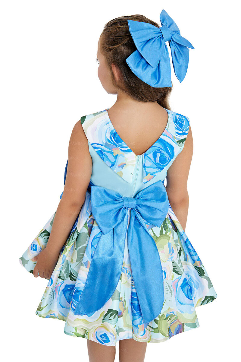 Blue Sleeveless Satin Dress 8-12 AGE 33074PR - 4