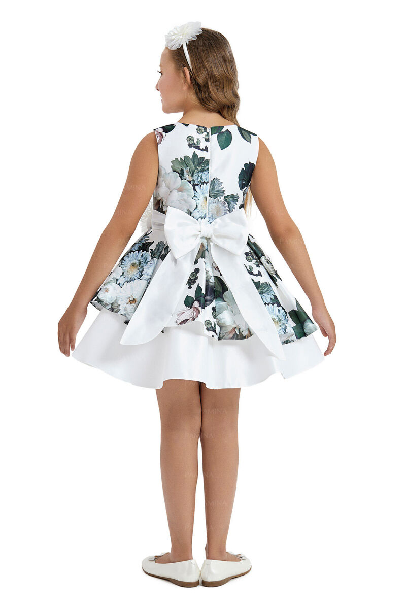 Ecru Flowery Satin Dress 8-12 AGE 33091PR - 5