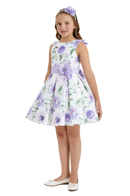 Lilac Flowered Dress 8-12 AGE 33107PR - 2