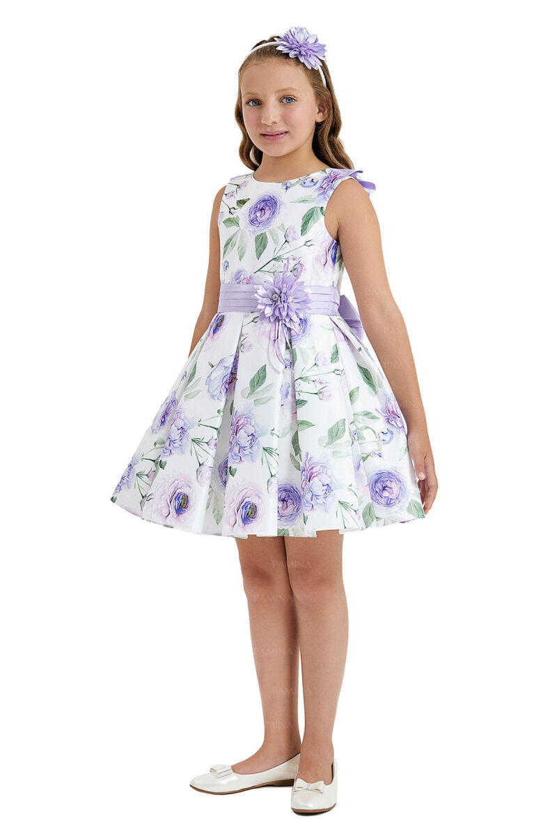 Lilac Flowered Dress 8-12 AGE 33107PR - 2
