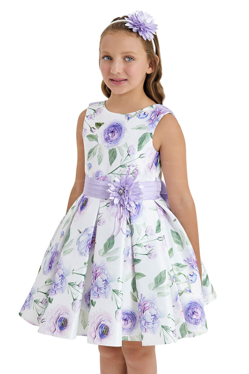 Lilac Flowered Dress 8-12 AGE 33107PR - 3