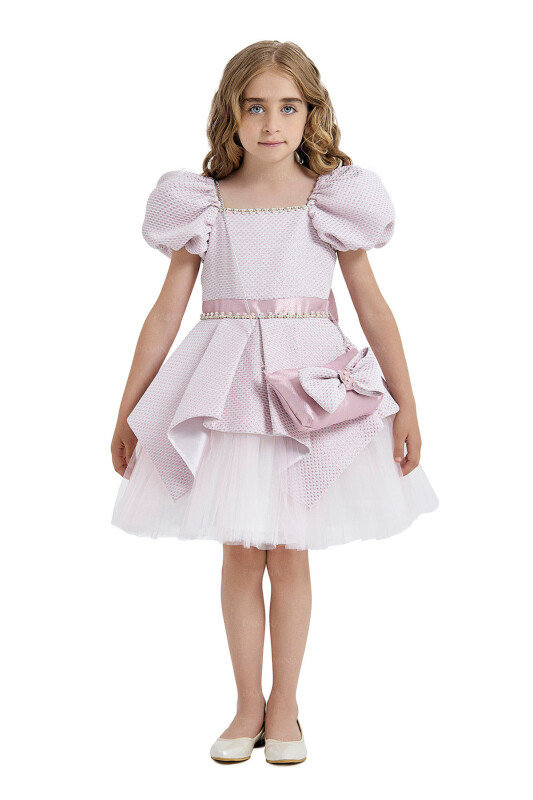 Powder Square-Collared Dress 4-8 AGE 33019PR 