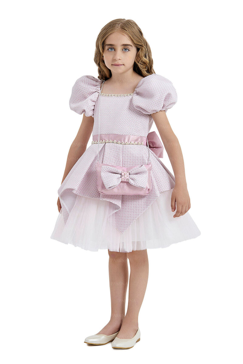 Powder Square-Collared Dress 4-8 AGE 33019PR - 2
