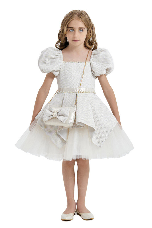 Gold Square-Collared Dress 4-8 AGE 33019PR - 6