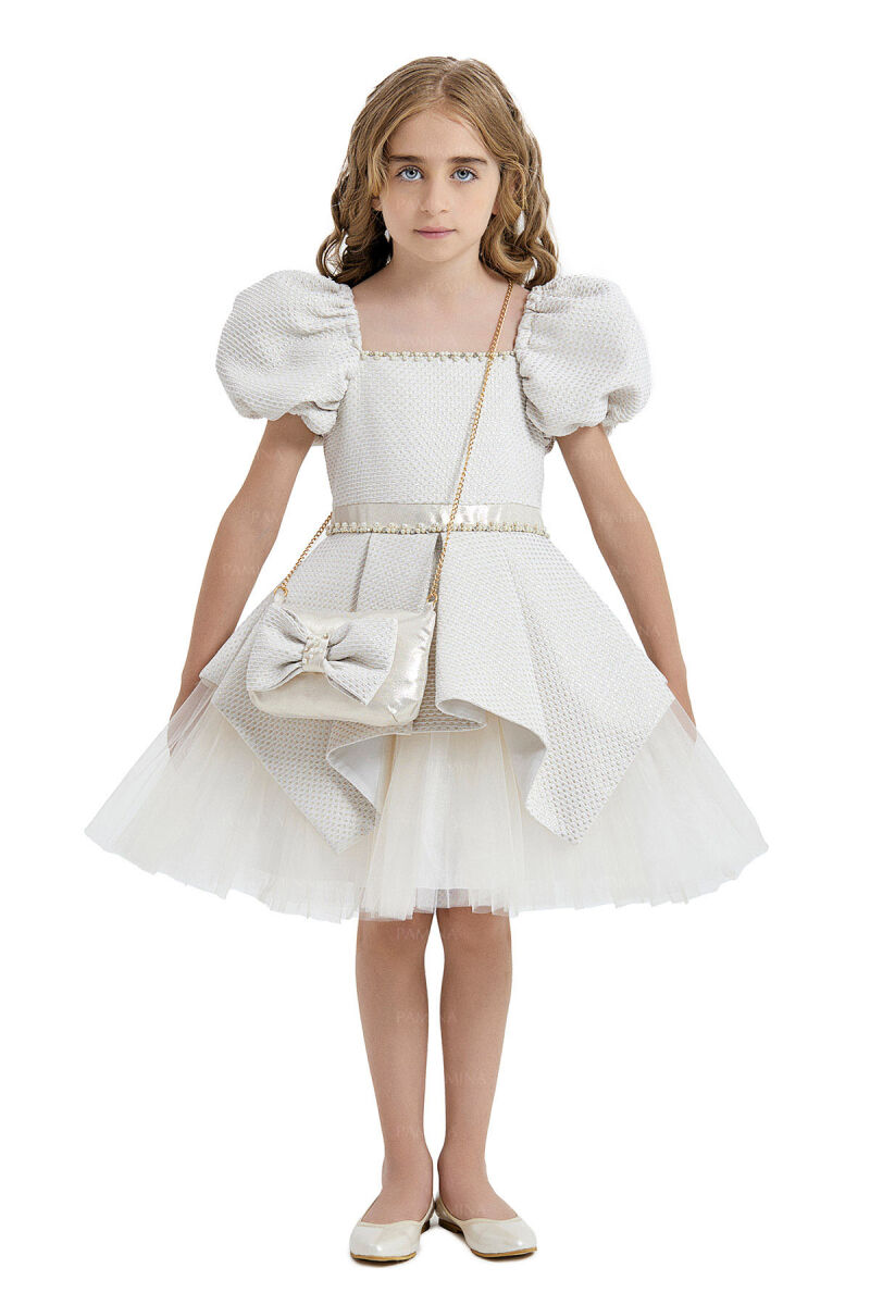 Gold Square-Collared Dress 4-8 AGE 33019PR - 6